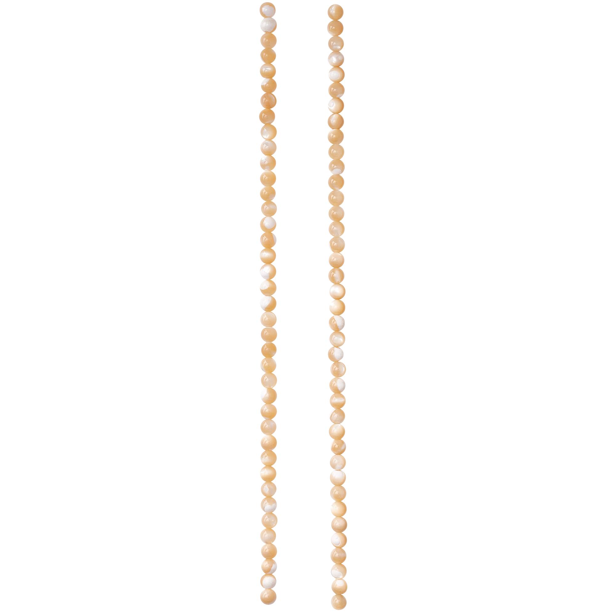 Natural Amber Mother of Pearl Beads, 4mm by Bead Landing™